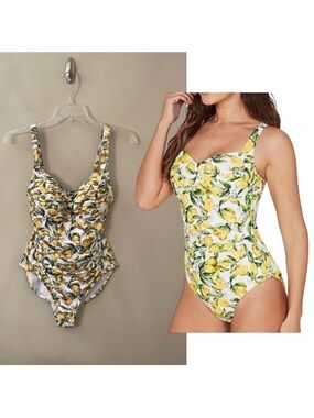 Nip Tuck Swim Lemon Print One Piece Swimsuit Size 6